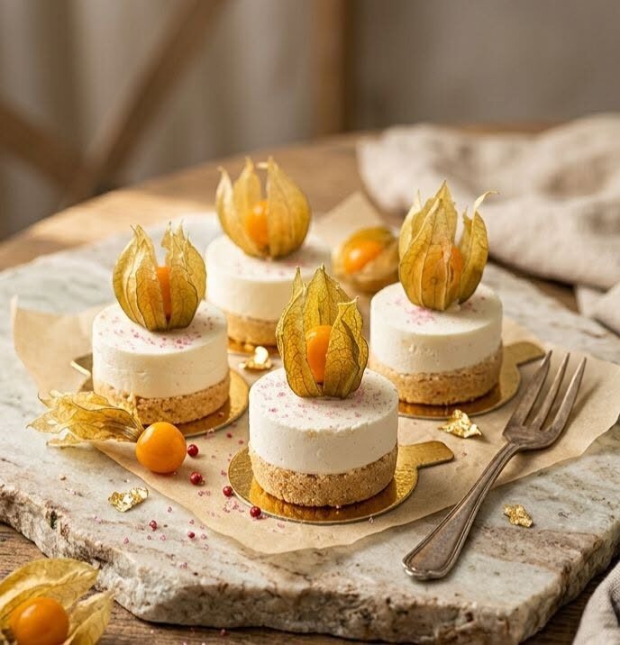 Monoporții cu physalis deasupra, pe o lespede de piatră
